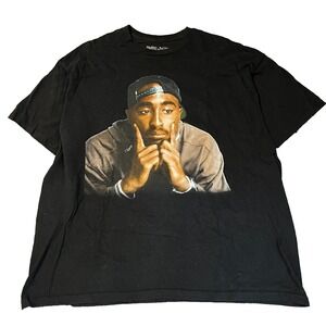 Poetic Justice Shirt Mens XL Black Short Sleeve Graphic‎ Print Tupac Rapper EUC